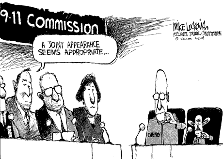 Dr. Evil and MiniMe appear before the 9/11 Commission